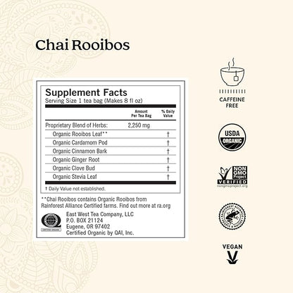 Yogi Tea Chai Rooibos Tea - 16 Tea Bags per Pack (4 Packs) - Spiced Organic Rooibos Tea - Provides Antioxidants - Caffeine-Free - Includes Cardamom, Cinnamon, Ginger & Clove