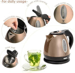 Load image into Gallery viewer, Moss &amp; Stone 1.2L Stainless Steel Small Electric Kettle, Cordless 1500w Fast Boiling Pot, Portable Hot Water Electric Tea Kettle With Boil Dry Protection &amp; Auto Shut-Off (Champagne)