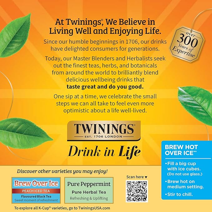 Twinings Lemon & Ginger Herbal Tea 72 K-Cup Pods for Keurig, 12 Count (Pack of 6), Tangy & Spicy, Naturally Caffeine-Free, Enjoy Hot or Iced