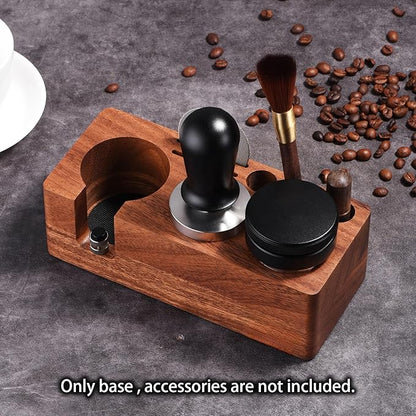 Espresso Tamping Station(58MM) Walnut wood,Espresso Coffee Anti-pressure Pad Stand, Espresso Station,Coffee Tamper Station Organizer for Countertop