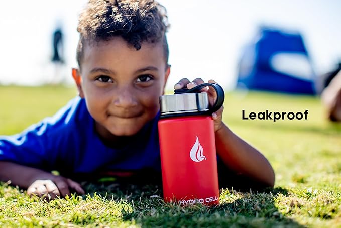 HYDRO CELL Stainless Steel Insulated Water Bottle with Straw - For Cold & Hot Drinks - Metal Vacuum Flask with Screw Cap and Modern Leakproof Sport Thermos for Adults (Mandarin 14oz)