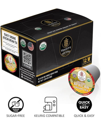 Organic Rooibos Tea Pods with Vanilla & Orange - Naturally Decaf Tea - African Dream by Teavity (24 Tea Pods)