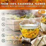 Load image into Gallery viewer, FreshDrinkUS, Premium 135 Calendula Tea Bags, 100% Natural and Pure Calendula Flowers, Eco-conscious Tea Bags. Herbal Tea. No Sugar, No Caffeine, No Gluten, Vegan.
