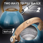 Load image into Gallery viewer, MARSKITOP Tea Kettle Stovetop Whistling Tea Pots for Stove Top Food Grade Stainless Steel Teapot for Induction Cooktop, 2.6 Quart, Blue