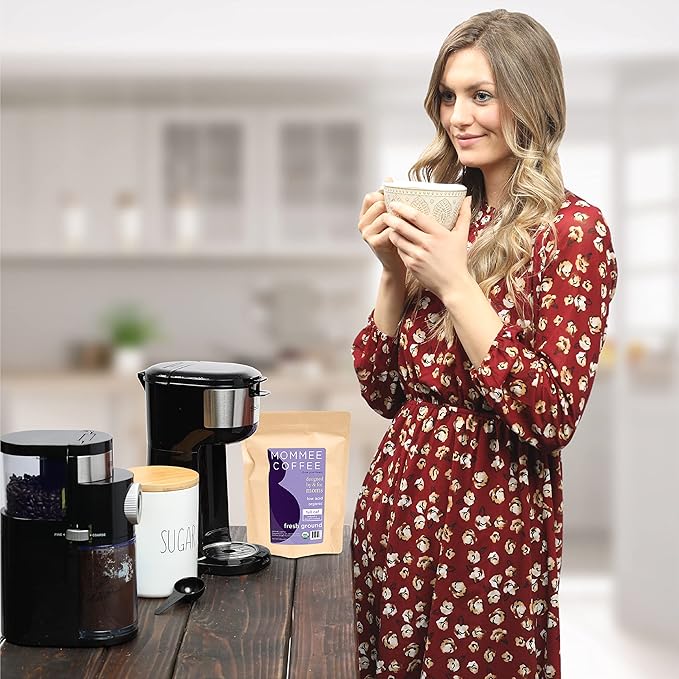 Mommee Coffee - Full Caf | Low Acid, Organic, Fair Trade, Water Processed | Ground, 22oz.