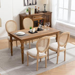 Load image into Gallery viewer, French Country Dining Chairs Set of 8, Vintage Wooden Dining Chairs with Fabric Upholstered Seat&amp;Rattan Oval Backrest,Solid Wood Legs&amp;Frame, Farmhouse Kitchen&amp;Living Room Chairs(Beige,8 Pcs)