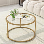 Load image into Gallery viewer, Glass Coffee Table,Round Gold Coffee Table for Small Space,27" Modern Center Table,Glass Top Clear Coffee Table with Sturdy Metal Frame for for Living Room Home Office, Easy Assembly