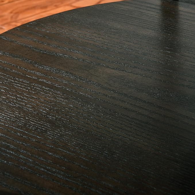 PADMA HOUSE 25" Round Wood End Table, 2-Tier Solid Wood Rounded Accent Side Table Circle Nightstand Table with Storage Shelf Vintage Furniture for Home Living Room Bedroom,Black Brown 3338BK