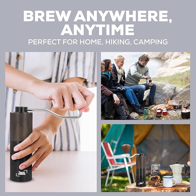 Manual Coffee Grinder With Stainless Steel Burr – Hand Coffee Grinder for Espresso Pour Over and French Press – Travel-Ready Design With Carry Case Brush and Blower