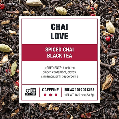 Tiesta Tea - Chai Love, Loose Leaf, Spiced Chai Black Tea, Premium High Caffeinated Blend, Make Hot or Iced & Brews Up to 200 Cups, 16 Ounce Resealable Bulk Pouch