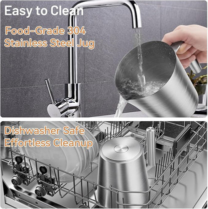 Secura Detachable Milk Frother, 17oz Electric Milk Steamer Stainless Steel, Automatic Hot/Cold Foam and Hot Chocolate Maker with Dishwasher Safe, 120V