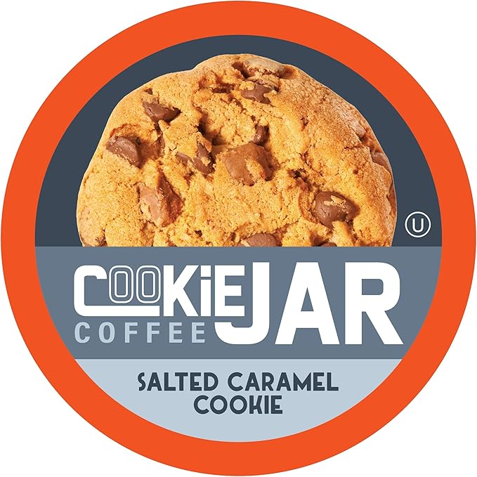 Cookie Jar Salted Caramel Flavored Coffee Pods for Keurig K Cup Brewers, 40 Count – Smooth Caramel Flavor with a Hint of Salt, Perfect for a Sweet Coffee Indulgence