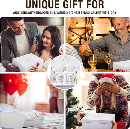 AW BRIDAL Ceramic Engagement Gifts For Couples Newly Engaged Unique Coffee Mugs Set Of 2, 12 Oz| Bachelorette Bridal Shower Gift For Bride, Anniversary Wedding Gifts For Couple Housewarming Gift Ideas