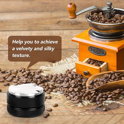 58mm Coffee Distributor,Espresso Distribution Tool,Coffee Powder Hammer Tool,4 Angled Slopes Adjustable Palm Tamper- Professional Espresso Distributor Leveler Tool