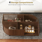 Load image into Gallery viewer, Mid-Century Modern 39.4" Coffee Table - Leaf-Shaped Wood Center Table with Storage, Retro Fluted Central Table with Sliding Door &amp; Large Hidden Compartment, for Living Room, Office, Walnut