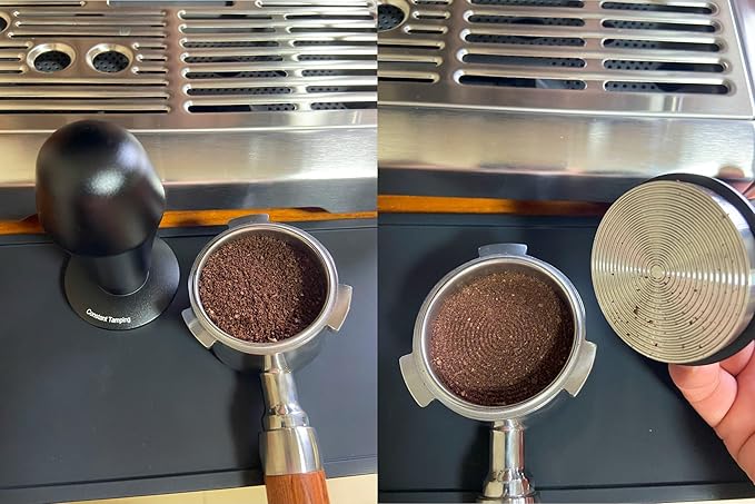 51mm Espresso Tamper 30lbs Load Calibrated Coffee Tamper Stainless Steel Base Hand Tamper for 51mm Bottomless Portafilter Tamper for Espresso Machine-Ripple Base, Black