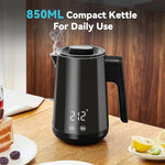 Load image into Gallery viewer, Seehot® 850ml Small Electric Kettle Temperature Control,800W Double Wall Electric Tea Kettle of 304 Stainless Steel,5 Temp Presets,Hot Water Kettle Electric,Auto Shut Off for Tea and Coffee-Black