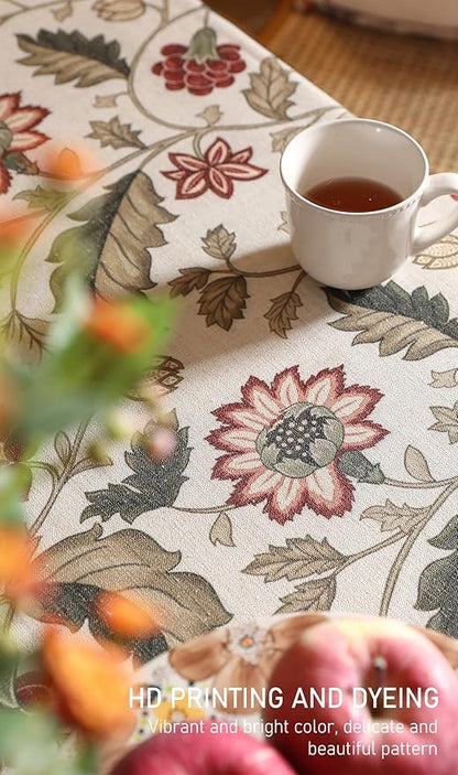 Designer Provence Floral Square Tablecloth,Linen Colorful Washable Indoor Table Cloth,Durable Home Decor Tablecloths for Dining Thanksgiving Kitchen Christmas,67"*67"-Ratina