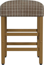 Load image into Gallery viewer, HomePop Home Decor |Classic Open-Back Counter Height Barstool| Square 24 Inch Bar Stools with Domed Cushion, Brown Window Pane Print