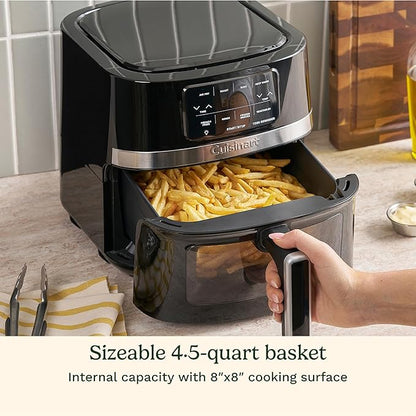 Cuisinart Air Fryer, 4.5-Quart Basket Fryer with 4 Cooking Functions to Air Fry, Roast, Bake, and Keep Warm, 4 Airfryer Presets, Dishwasher-Safe Parts, AIR-160NAS, Stainless Steel & Black