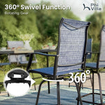 Load image into Gallery viewer, PHI VILLA 3Pcs Outdoor Swivel Bar Stools Set, Bar Height Patio Table and Chairs with All Weather Textilene Fabric, Pub Bar Bistro Tall Furniture Set for Outdoor, Blue