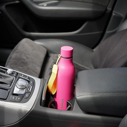 BJPKPK Insulated Water Bottles, 18 oz Stainless Steel Metal Water Bottle with Strap, BPA Free Leak Proof Jugs, Mugs, Flasks, Reusable Thermal Flasks for Sports & Travel, Pink