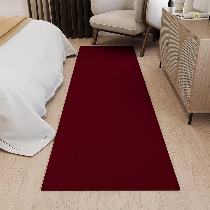 Ottomanson Hallway Runner Rug 2'7" x 9'10" Non Slip Solid Area Rugs Easy to Clean Laundry Rug Runner Durable & Pet Friendly Floor Carpet Runners for Hallways Entryway Living Room Kitchen, Red