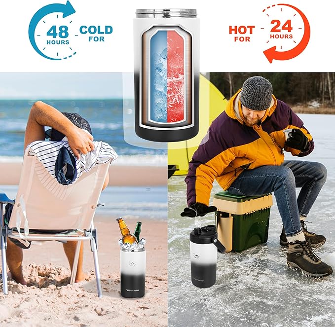 NATURE PIONEOR Insulated Water Bottles with Strap - 64 oz Stainless Steel Vacuum Wide Mouth Bottle with Holder/Carrier/Sleeve - 18/8 Food Grade 64oz Half Gallon Water Jug