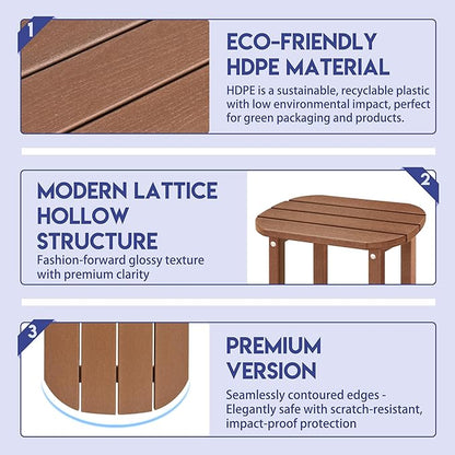 LZRS Outdoor Side Table - 2-Tier Adirondack HDPE Patio End Table for Pool, Porch,Balcony & Backyard,Weather Resistance for Indoor and Outdoor use(Brown)
