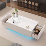 Load image into Gallery viewer, 41" LED Coffee Table with 2 Drawers - High Gloss White Modern Table with Lighting for Living Room (41.33" W x 23.62" D)
