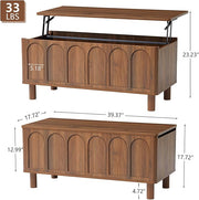 Lift Top Coffee Table with Arched Finish, Modern Coffee Table with Lifting Tabletop & Hidden Storage, Wood Center Table for Living Room,Convenient for Dining, Gaming or Working (Walnut)