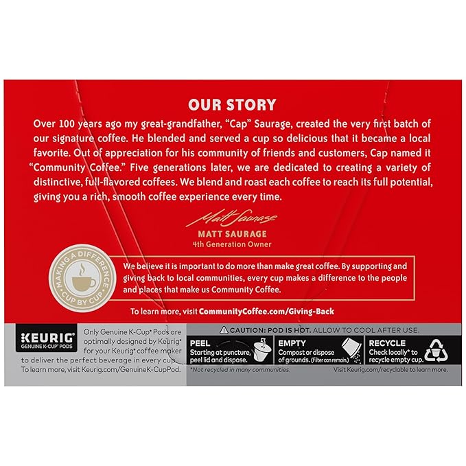 Community Coffee First Light, 12 Keurig Coffee Pods, Light Roast, Compatible with all K-Cup Brewers, 12 Count (Pack of 1)