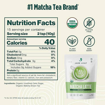Jade Leaf Matcha Organic Café Style Sweetened Matcha Latte Premium Barista Crafted Mix - Original - Authentically Japanese (5.3 Ounce Pouch)