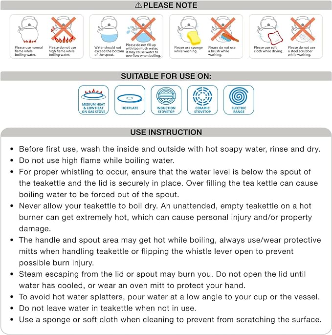 Whistling Tea Kettle for Stove Top Enamel on Steel Teakettle, Supreme Housewares Zebra Design Teapot Water Kettle Cute Kitchen Accessories Teteras (2.1 Quart, Zebra)