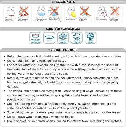 Whistling Tea Kettle for Stove Top Enamel on Steel Teakettle, Supreme Housewares Watermelon Design Teapot Water Kettle Cute Kitchen Accessories Teteras (1.6 Quart, Watermelon)