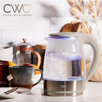 Load image into Gallery viewer, COOK WITH COLOR Electric Tea Kettle, 1.8L Cordless Hot Water Boiler, 1200W Rapid Boil, Auto Shutoff &amp; Boil Dry Protection, BPA-Free, Sleek Countertop Design, Sand