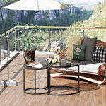 Load image into Gallery viewer, aboxoo Nesting Coffee Table Grey Glass Table Set of 2, Small Round Glass Nesting Tables for Living Room Bedroom, Accent Tea Table with Metal Frame Modern Industrial Simple