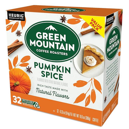 Green Mountain Coffee Roasters Seasonal Selections Pumpkin Spice, Keurig Single-Serve K-Cup Pods, Light Roast Cofee, 32 Count (Pack of 2)