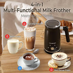 Load image into Gallery viewer, HAUSHOF Electric Milk Frother, 4-in-1 Milk Frother and Steamer, Large Capacity, Automatic Warm and Cold Foam Maker and Milk Warmer for Coffee, Latte, Macchiato, Cappuccino, Hot Chocolate, Black