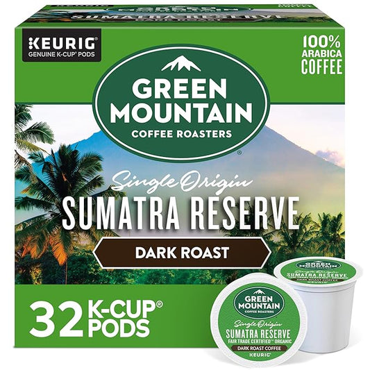 Green Mountain Coffee Roasters Sumatra Reserve Coffee, Keurig Single-Serve K-Cup pods, Dark Roast, 32 Count