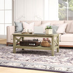 Load image into Gallery viewer, HOMCOM Glass Coffee Table, Modern Farmhouse Center Table with Storage, Side Table for Living Room with Classic X-Bar Style Sides, Gray