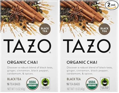TAZO Tea Bags, Black Tea, Regenerative Organic Chai Tea, 16 Count (Pack of 2)