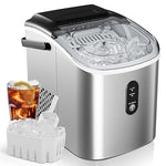 Load image into Gallery viewer, EUHOMY Ice Maker Countertop, Portable Ice Machine with Carry Handle, 26.5lbs Per Day, 9 Cubes in 6 Mins, Auto-Cleaning, with Basket and Scoop, for Home, Kitchen, Camping, RV (Silver)
