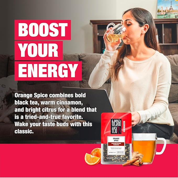 Tiesta Tea - Orange Spice Tea, Loose Leaf, Cinnamon Orange Black Tea, Premium High Caffeine Tea Blend, Make Hot or Iced & Up to 25 Cups, 2.5 oz Resealable Pouch