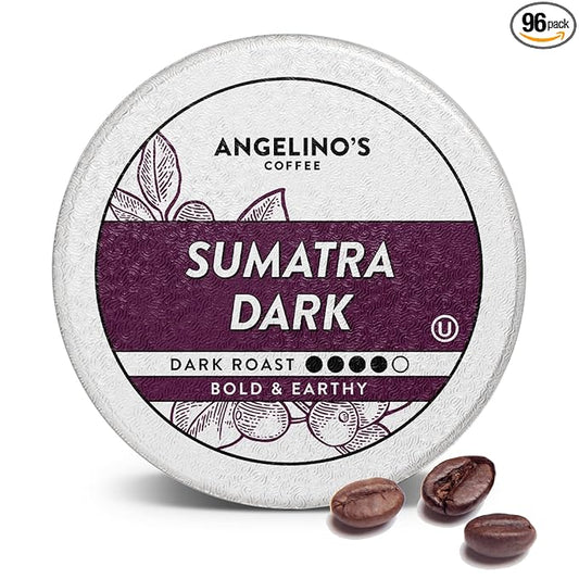 Angelino's Coffee, 96 Count, Compatible with Keurig 2.0 K-Cup Brewers (Sumatra Dark, 96 Count)