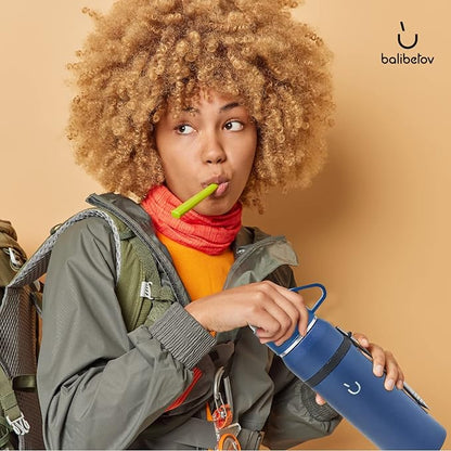 BALIBETOV Camping Thermal Flask for Mate - Vacuum Insulated With Double Stainless Steel Wall- A Mate Thermal Flask Specially Designed as Mate Argentino Kit that includes Bombilla and Mate Cup (Blue)