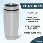 Load image into Gallery viewer, DISCOUNT PROMOS Stainless Steel Tumblers 16 oz. Set of 6, Bulk Pack - Perfect for Coffee, Soda, Other Hot &amp; Cold Beverages - Silver