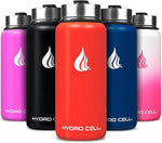 Load image into Gallery viewer, HYDRO CELL Stainless Steel Insulated Water Bottle with Straw - For Cold &amp; Hot Drinks - Metal Vacuum Flask with Screw Cap and Modern Leakproof Sport Thermos for Adults (Mandarin 32oz)