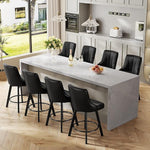 Load image into Gallery viewer, Swivel Bar Stools with Backs, 24" Counter Height Barstools Set of 8, Fabric Upholstered Counter Bar Stools with Solid Wood Legs for Kitchen Island, Home Bar, Black