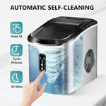 Load image into Gallery viewer, EUHOMY Smart Ice Makers Countertop -26lbs in 24 Hours, 9 Cubes Ready in 8Mins, Self-Cleaning Countertop Ice Maker, Portable Ice Maker with Ice Scoop and Basket, Perfect for Home/Kitchen/Office(Sliver